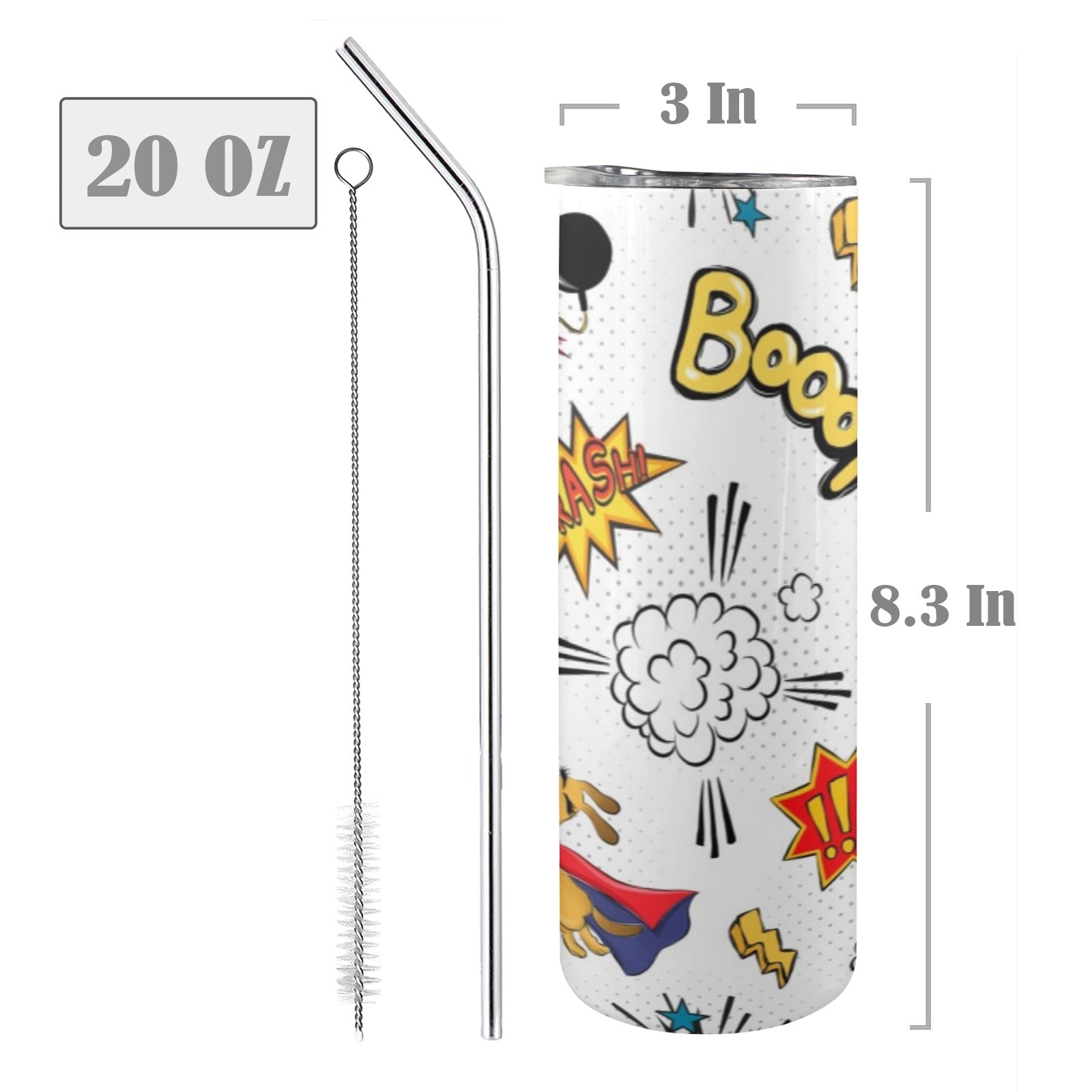 Superdog - 20oz Tall Skinny Tumbler with Lid and Straw