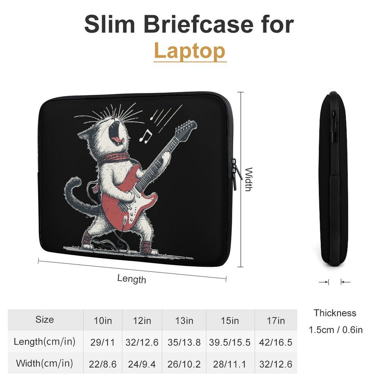 Cat Playing Guitar - Laptop Sleeve (Multiple Sizes)