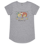 Life's Got Me In A Spin, Sloth, Cassette Tape - Womens Scoop Neck T-Shirt Grey Marle Womens Scoop Neck T-shirt animal Music Printed In Australia