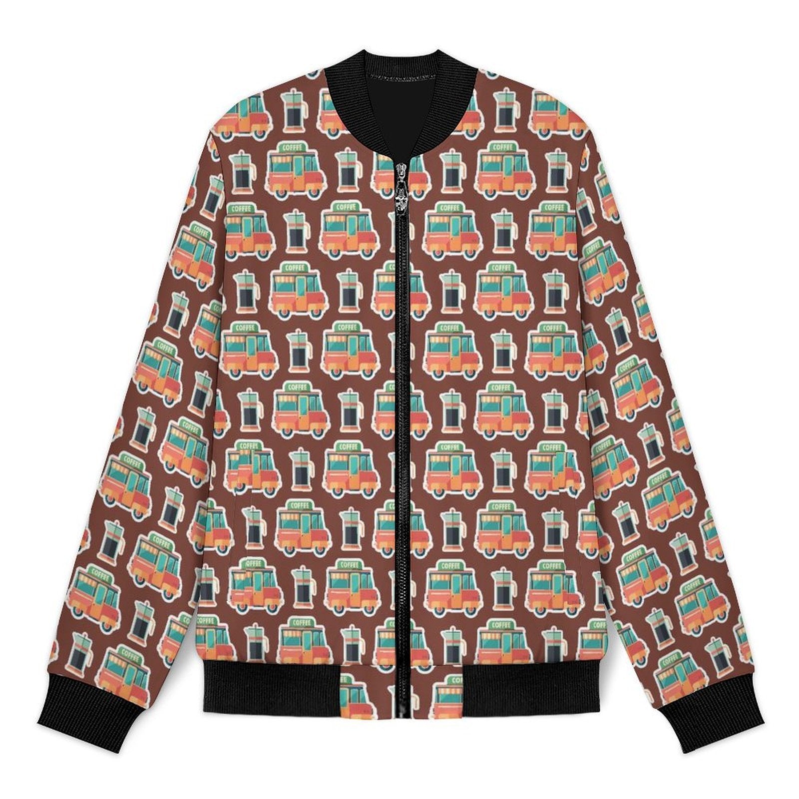 Coffee Van Men's Casual Zip‑Up Bomber Jacket