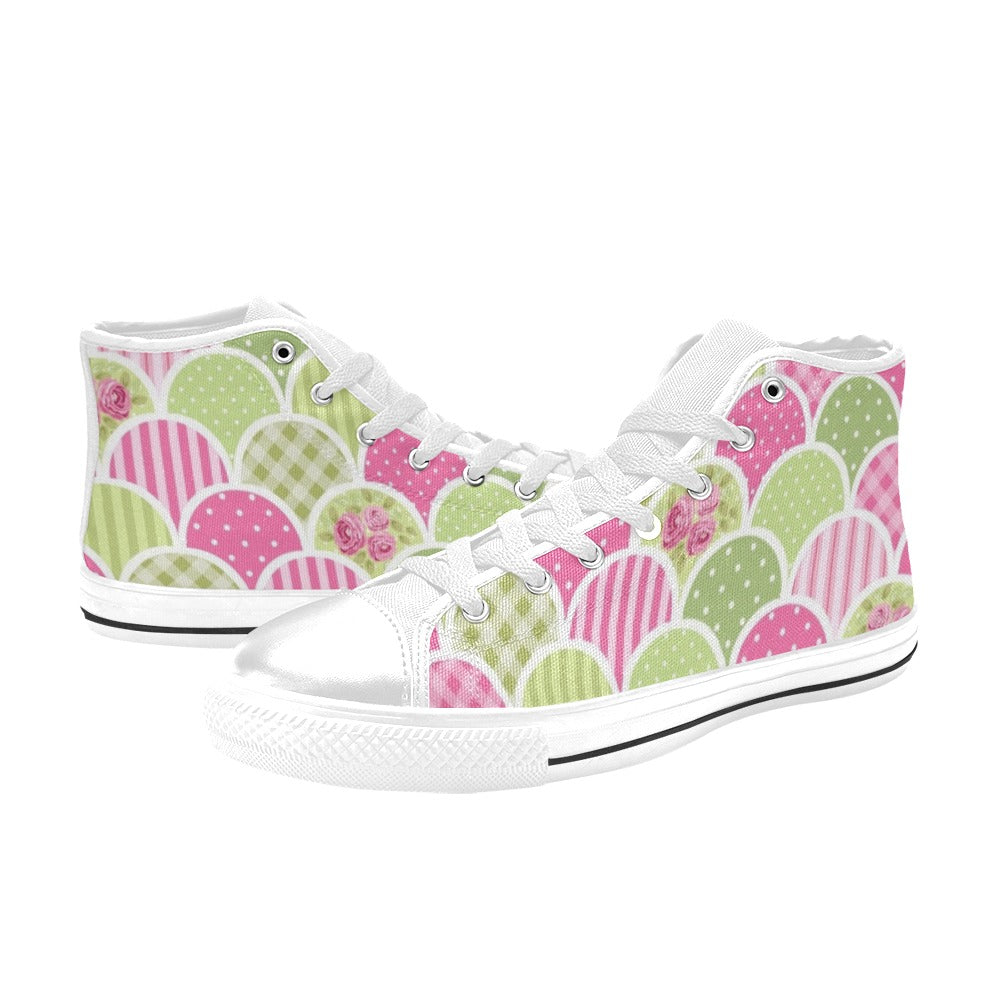 Floral Tabs - Women's High Top Canvas Shoes Womens Classic High Top Shoes Plants Printed Offshore