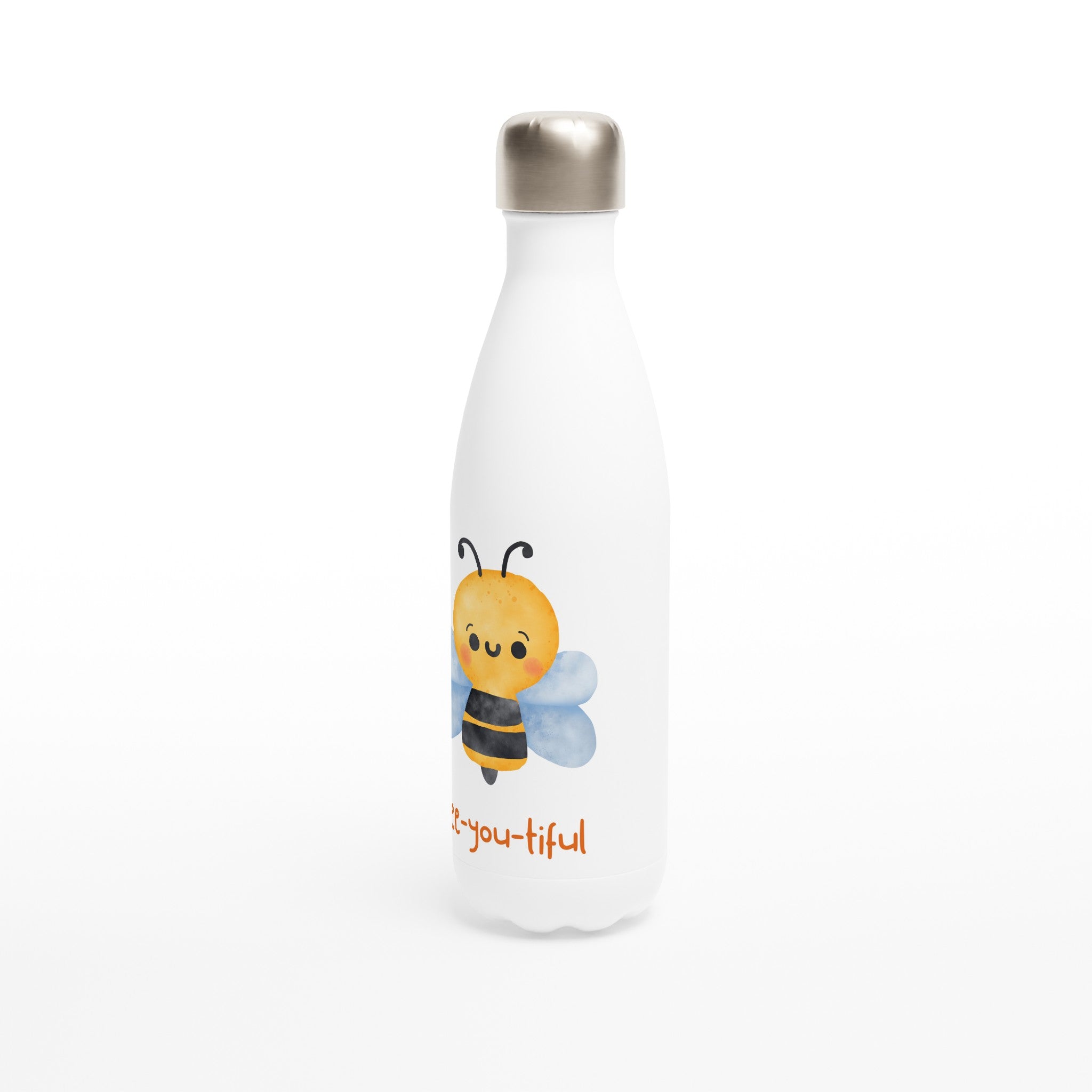 Bee-You-Tiful - White 17oz Stainless Steel Water Bottle White Water Bottle animal Globally Fulfilled kids