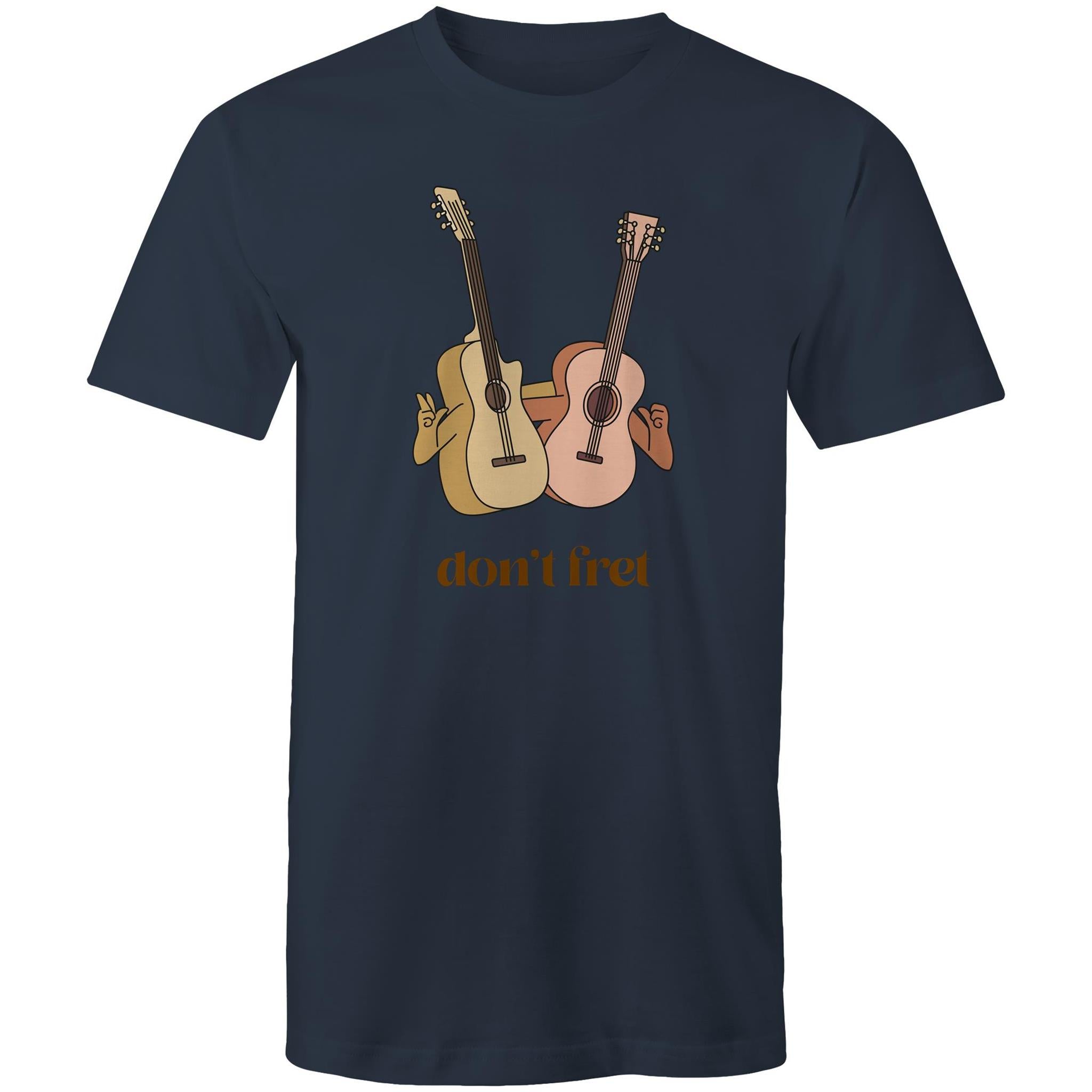 Don't Fret, Guitars - Mens T-Shirt Navy Mens T-shirt Music Printed In Australia