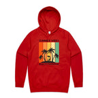 Summer Vibes, Beach Paradise - Mens Hoodie Red Mens Hoodie Printed In Australia Summer Surf