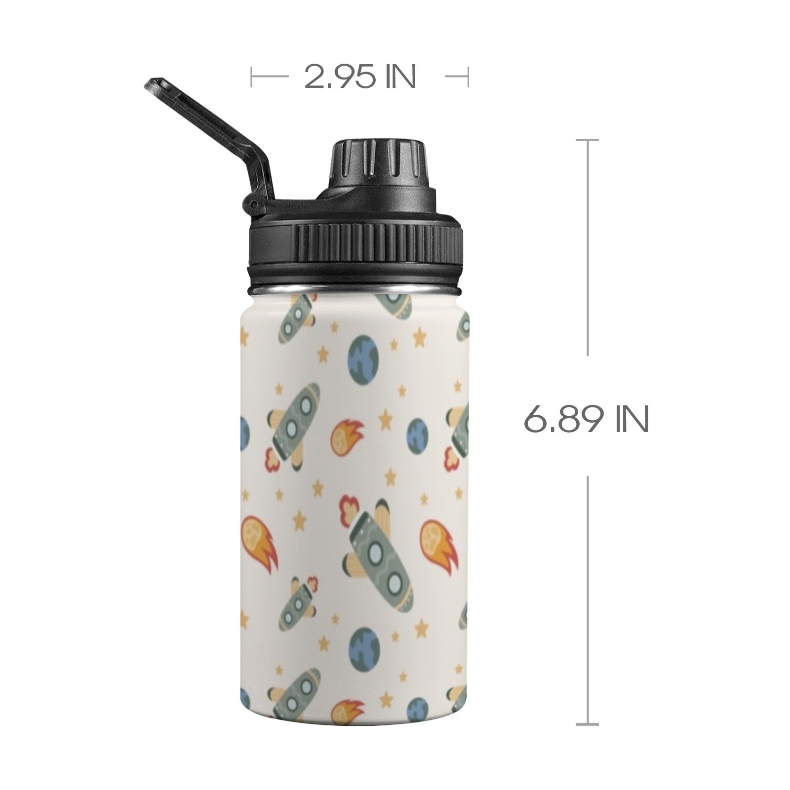 Rockets Kids Water Bottle with Chug Lid (12 oz) One Size Kids Water Bottle with Chug Lid Printed Offshore Space
