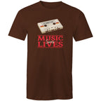 Music Saves Lives, Cassette Tape - Mens T-Shirt Dark Chocolate Mens T-shirt Music Printed In Australia Retro