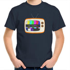 Retro TV, No Signal - Kids Youth T-Shirt Navy Kids Youth T-shirt Printed In Australia Retro Tech