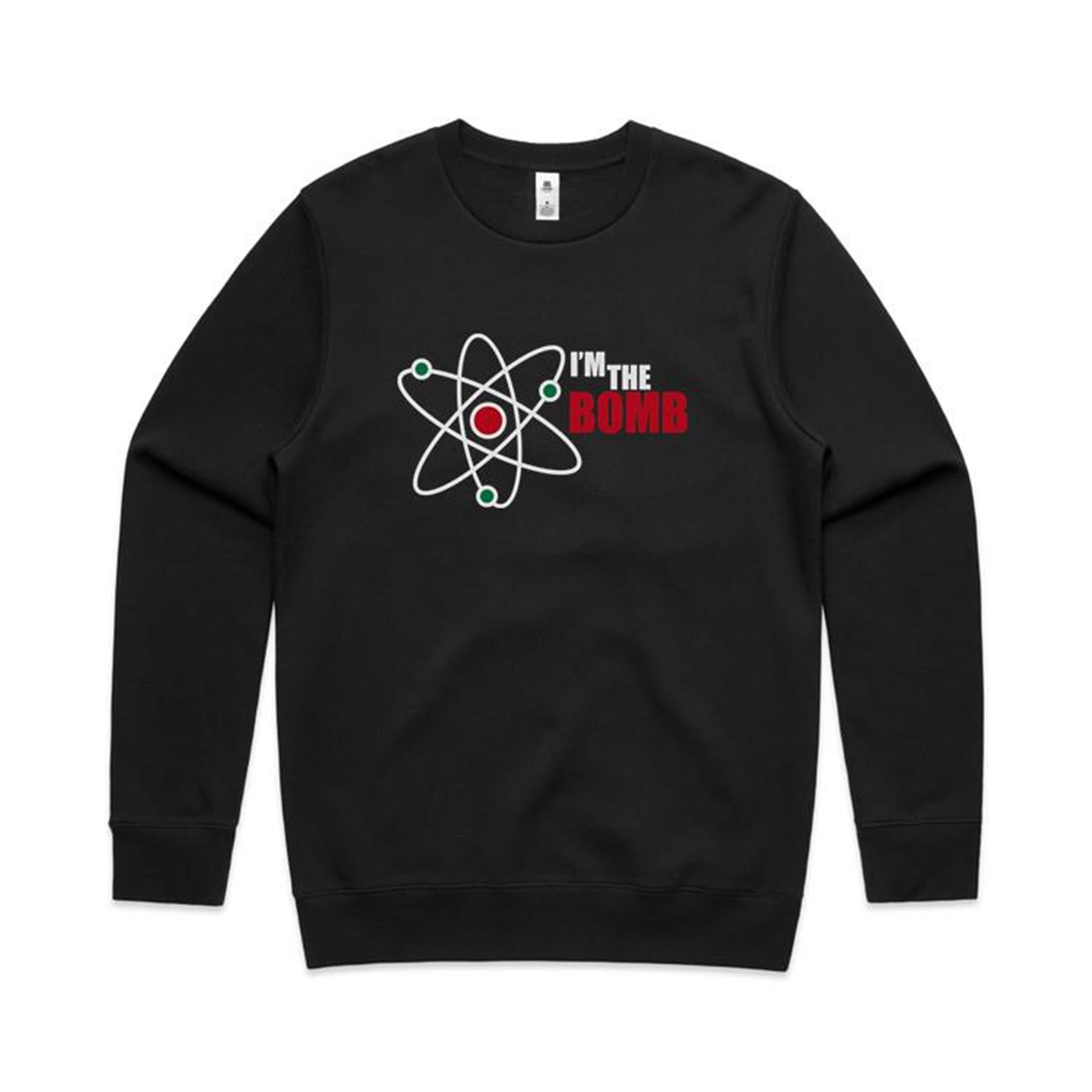 I'm The Bomb, Atom - AS Colour Stencil Crew Sweatshirt Black Sweatshirt Printed In Australia Science