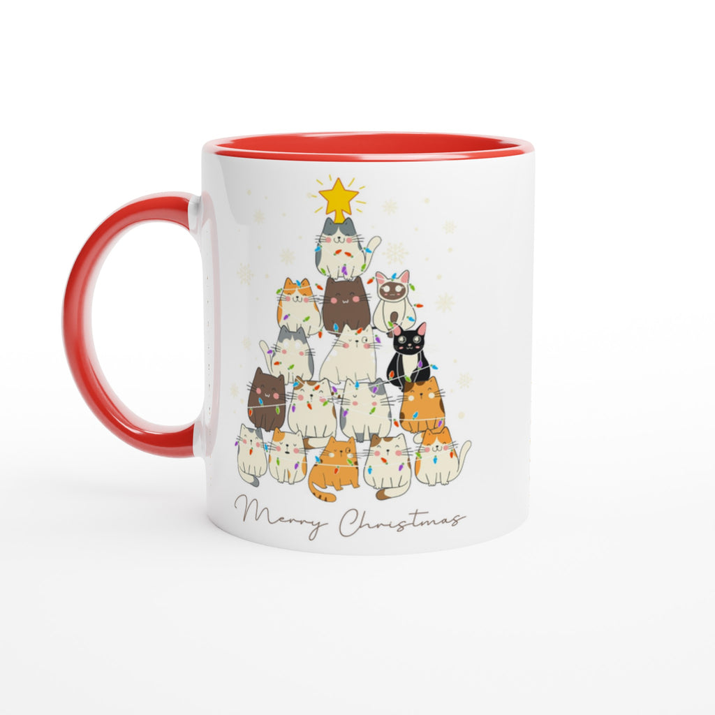 Cats Merry Christmas - 11oz Ceramic Mug Ceramic Red Christmas Colour Mug Christmas Globally Fulfilled