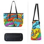 Comic Book 2 - Leather Tote Bag-Large