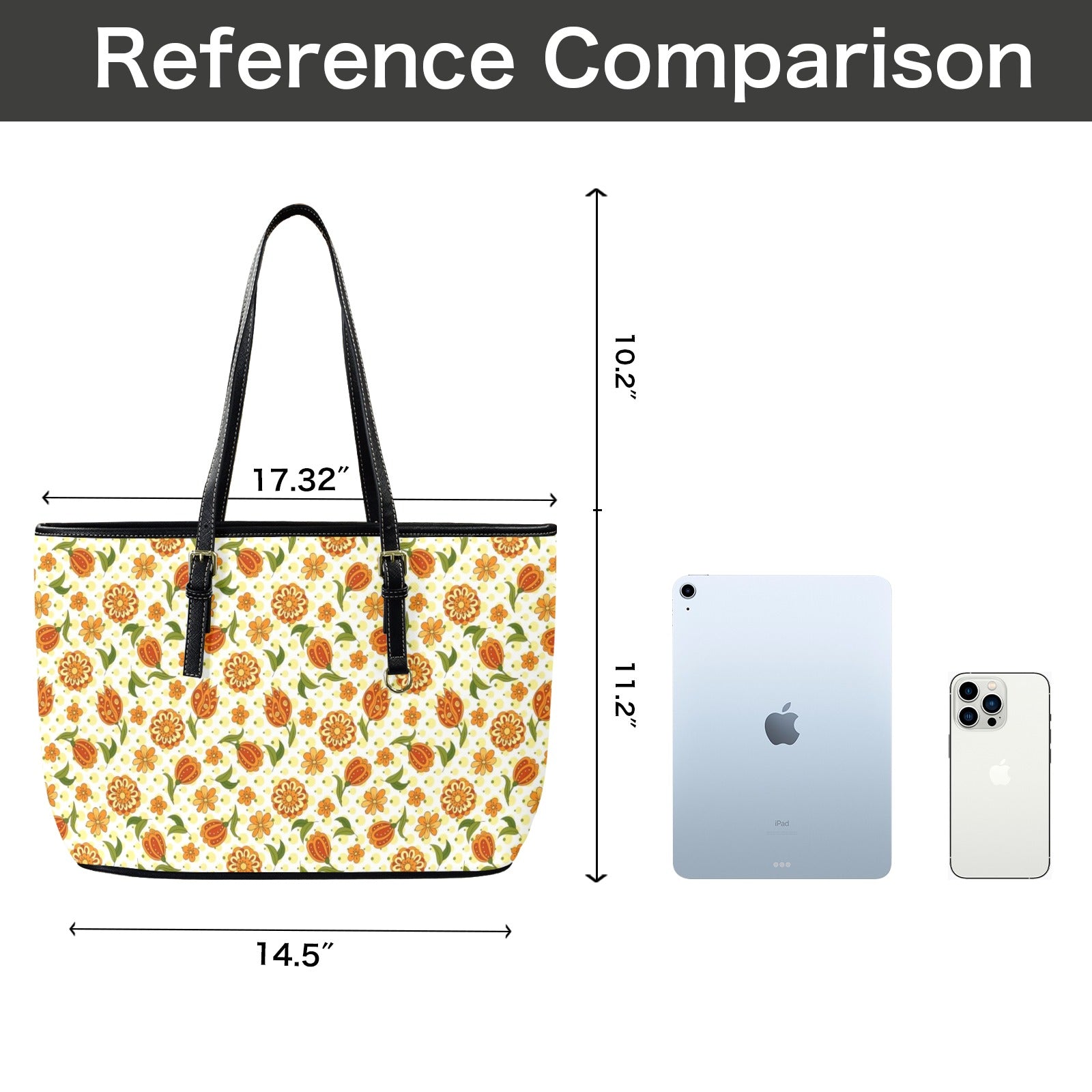 Graphic Floral PU Leather Tote Bag Large