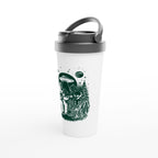 Alien And Bigfoot Play Guitar - White 15oz Stainless Steel Travel Mug Travel Mug Globally Fulfilled Music Sci Fi