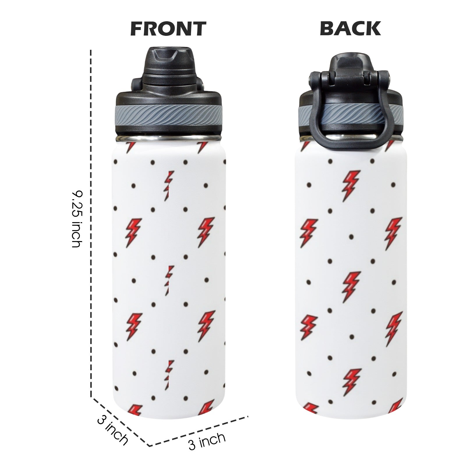 Red Lightning - Insulated Water Bottle with Dual-Use Lid (18oz) Insulated Water Bottle with Dual-Use Lid (18oz) comic Printed Offshore