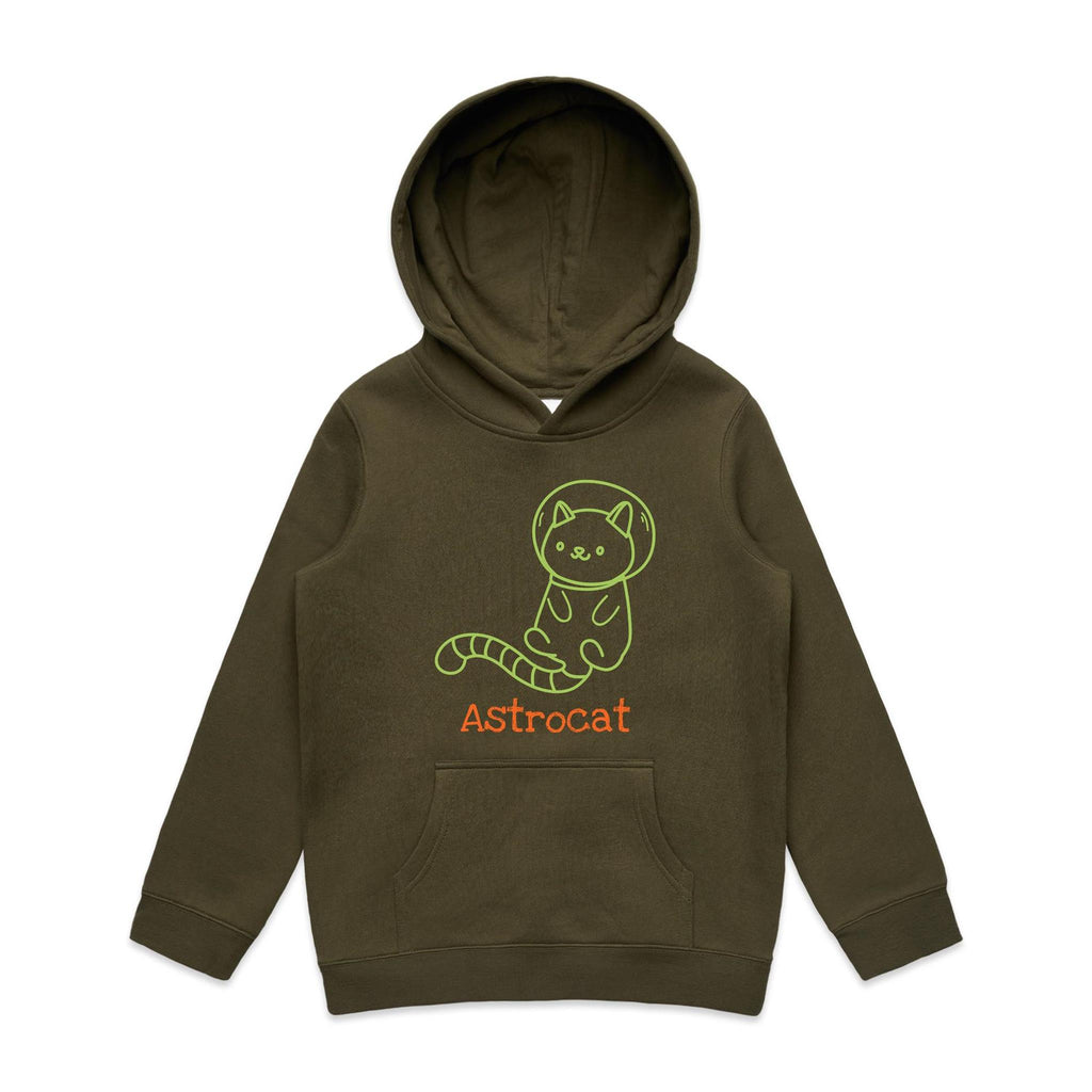 Astrocat, Cat Astronaut - Kids Hoodie Army Kids Hoodie Printed In Australia