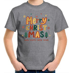 Merry Christmas And Happy New Year - Kids Youth T-Shirt Grey Marle Kids Christmas T-shirt Christmas Printed In Australia
