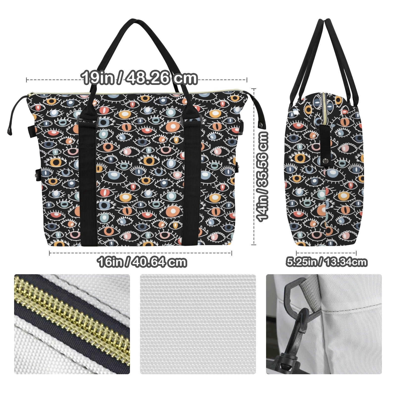 Eyes On Black Duffle Bag-Simple (Model 1715) Duffle Bag-Simple (1715)