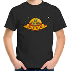 Alien Pizza - Kids Youth T-Shirt Black Kids Youth T-shirt Food Printed In Australia Sci Fi
