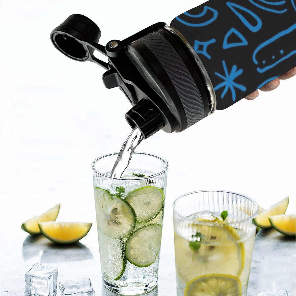 Blue Squiggle - Insulated Water Bottle with Dual-Use Lid (18oz) Insulated Water Bottle with Dual-Use Lid (18oz) Printed Offshore