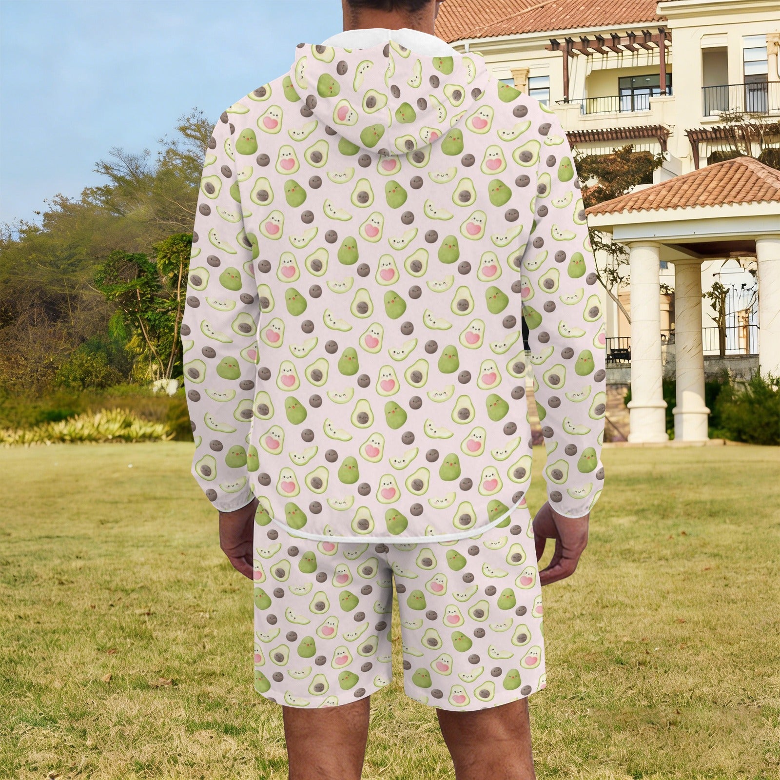 Avocado Love Men's Lightweight Sun Hoodie & Shorts Set Men's Lightweight Sun Hoodie & Shorts Food Printed Offshore