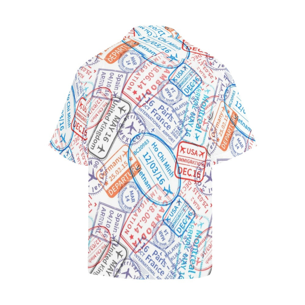 Travel Stamps - Mens Hawaiian Shirt