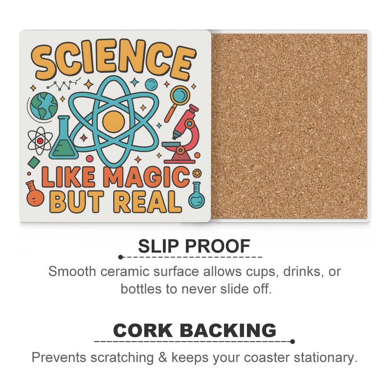 Science, Like Magic But Real Ceramic Coasters (Square) Ceramic Coasters Printed Offshore Science