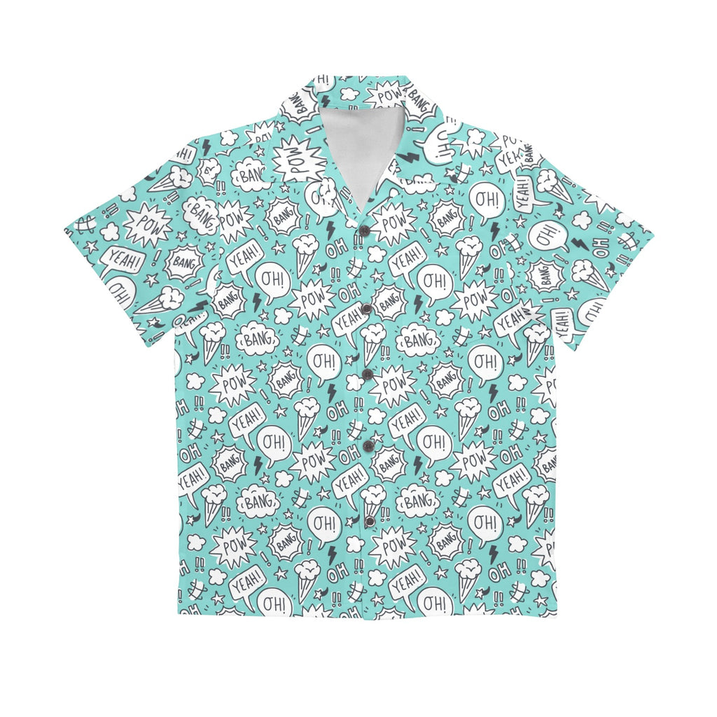Comic Book Speech Bubbles Senior Kids Hawaiian Shirt Senior Kids Hawaiian Shirt 8-15 comic Printed Offshore