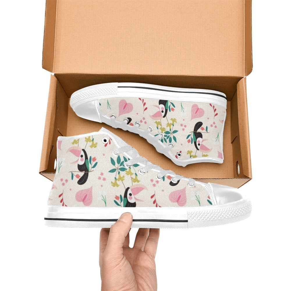Toucans In Pink Kids High Top Canvas Shoes Kids High Top Canvas Shoes animal Printed Offshore