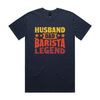 Husband, Dad, Barista, Legend Men's AS Colour T-shirt Midnight Blue Mens T-shirt Coffee Dad Printed In Australia