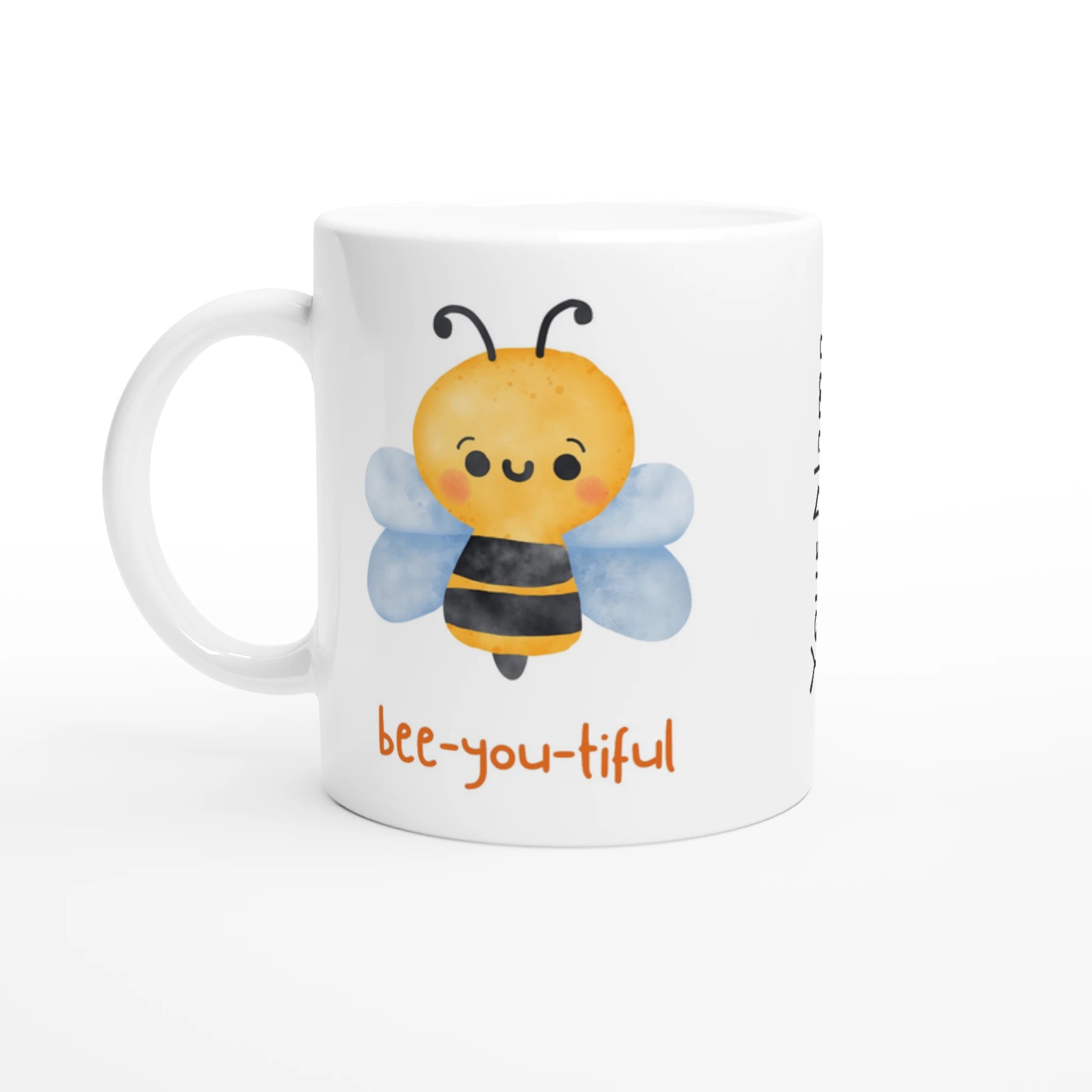 Personalised - Bee-you-tiful - White 11oz Ceramic Mug with Colour Inside Ceramic White Personalised 11oz Mug animal customise Globally Fulfilled personalise