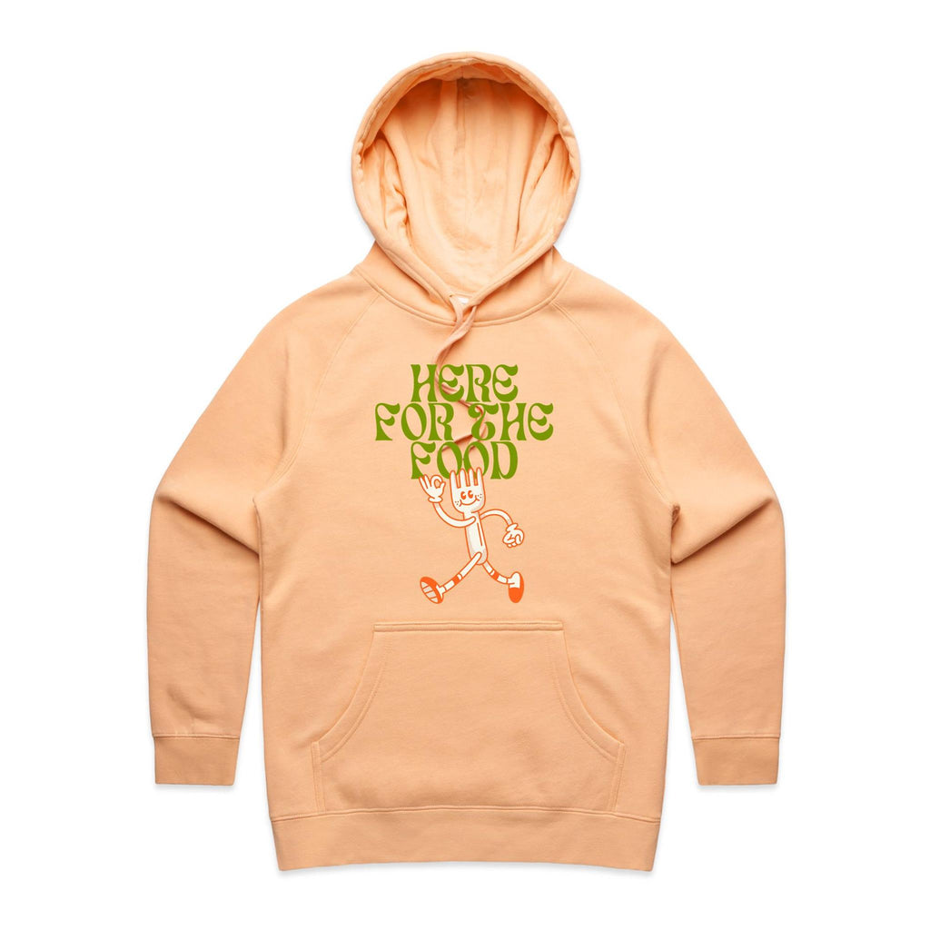 Here For The Food - Womens Hoodie Peach Womens Hoodie Food Printed In Australia