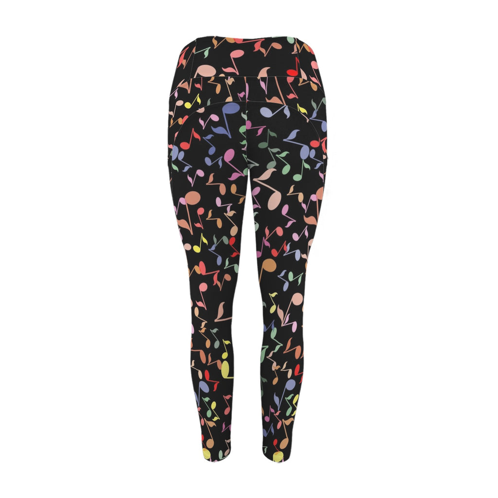 Quavers, Music Notes - Women's High Waist Pockets Yoga Leggings