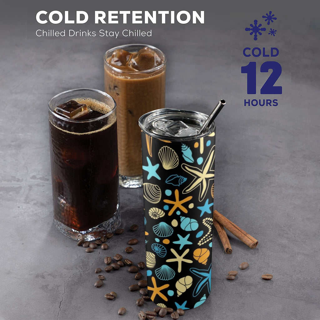 Starfish And Shells - 20oz Tall Skinny Tumbler with Lid and Straw