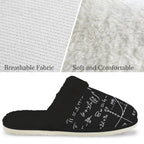 Equations Men's Fur Trim Thick-Sole Indoor Slippers Men's Fur Trimmed Slippers Maths Printed Offshore