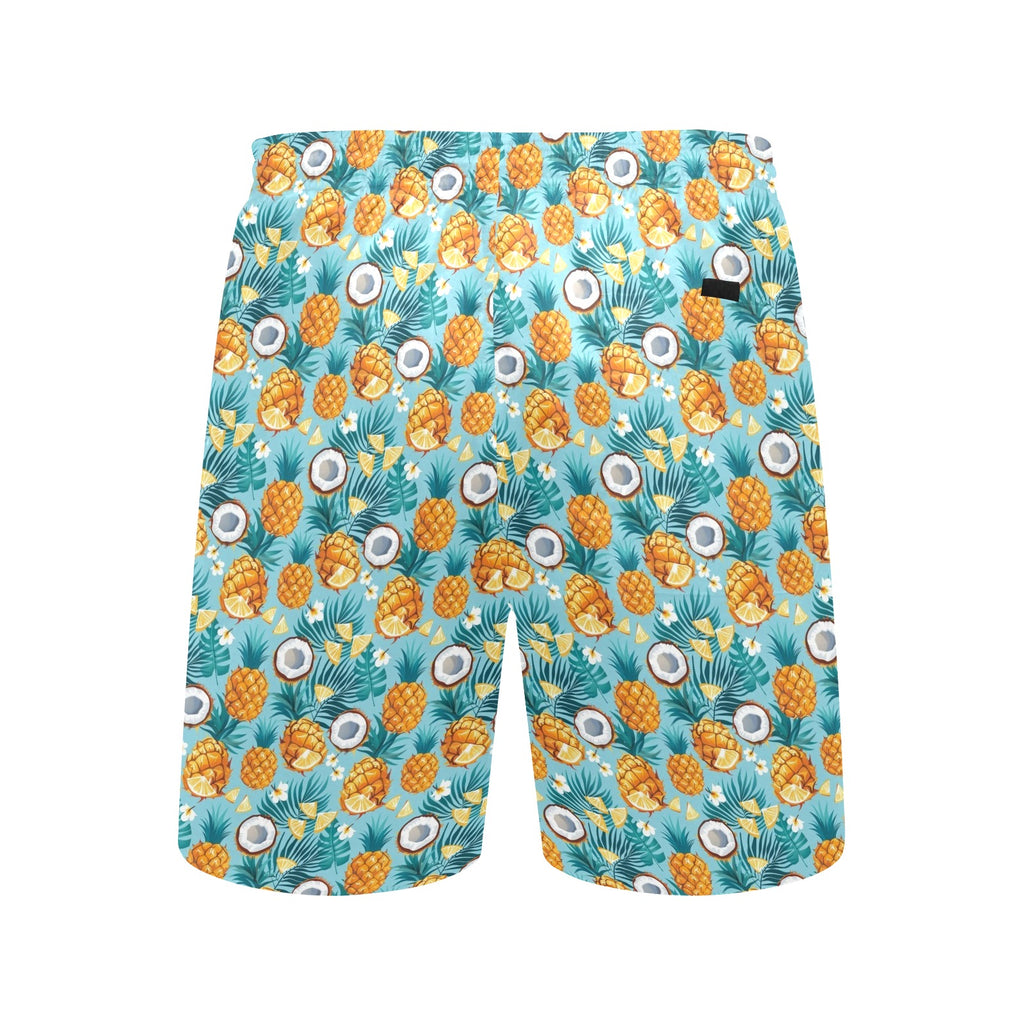 Pineapple Coconut Men's Mid-Length Beach Shorts Men's Mid-Length Beach Shorts Food Printed Offshore