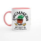 Personalised - Drummers - White 11oz Ceramic Mug with Colour Inside Ceramic Pink Personalised 11oz Mug customise Globally Fulfilled Music personalise Plants