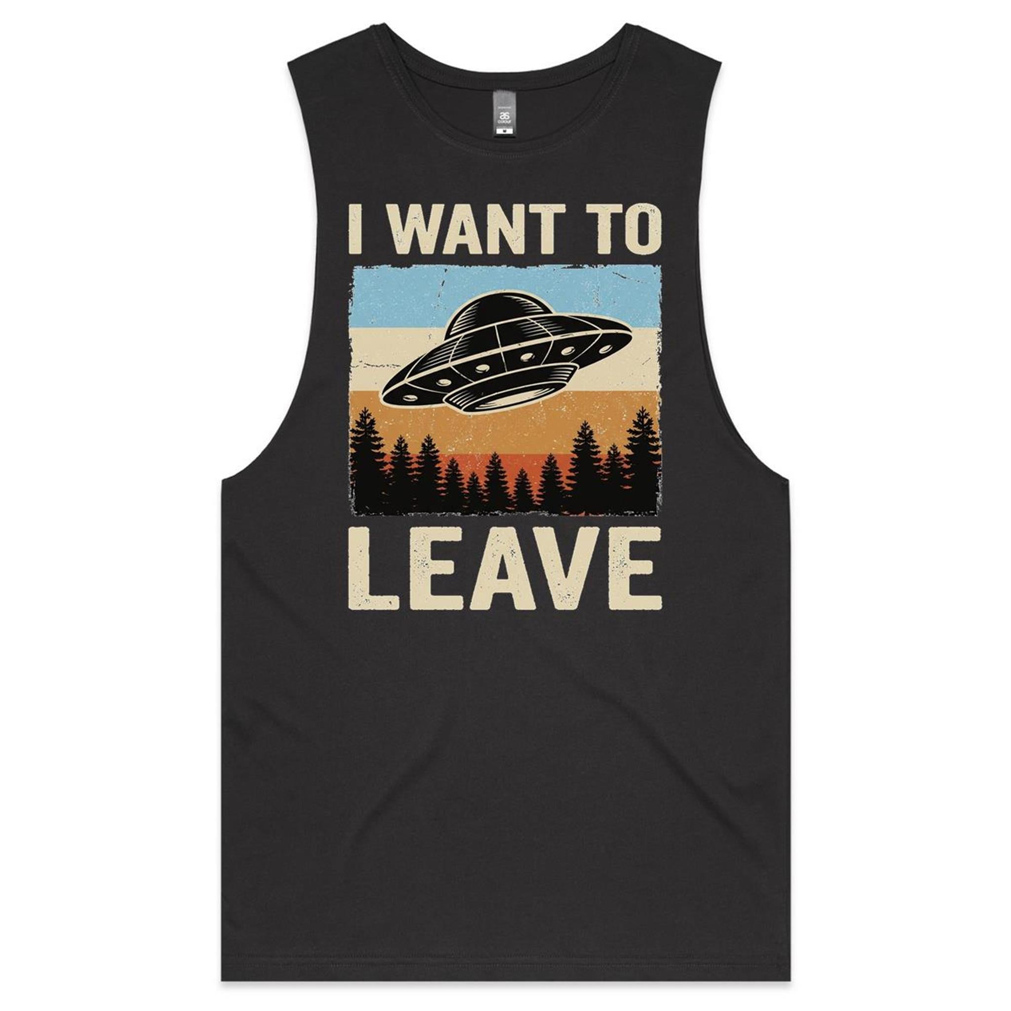 UFO I Want To Leave Men's AS Colour Drop Arm Tank Top Tee