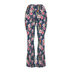 Dark Hawaiian Floral High Waist Crossover Tummy Control Flare Leggings