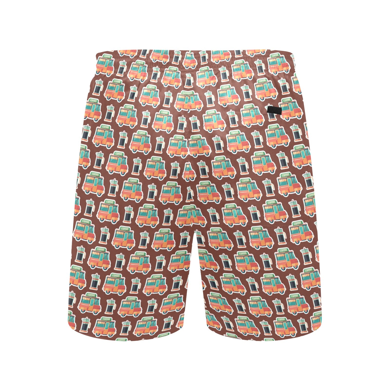 Coffee Van - Men's Mid-Length Beach Shorts Men's Mid-Length Beach Shorts Coffee Printed Offshore
