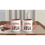 Fab Four, Merry Christmas - White 11oz Ceramic Mug with Color Inside Christmas Colour Mug Christmas Globally Fulfilled