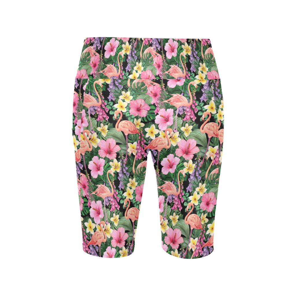 Flamingo Jungle Women's Bike Shorts With Side Pockets Women's Bike Shorts animal Printed Offshore