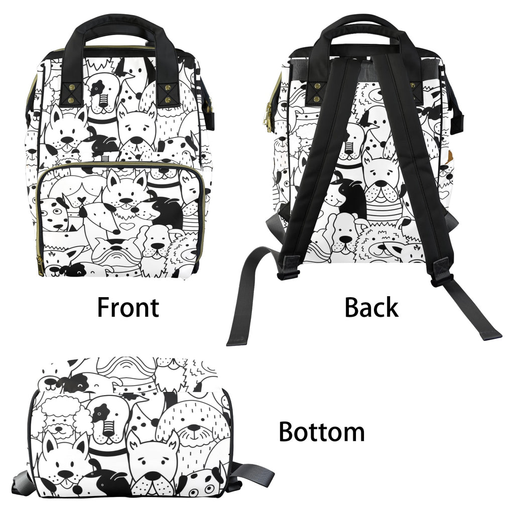 Black And White Dogs - Multi-Function Backpack, Nappy / Diaper Bag