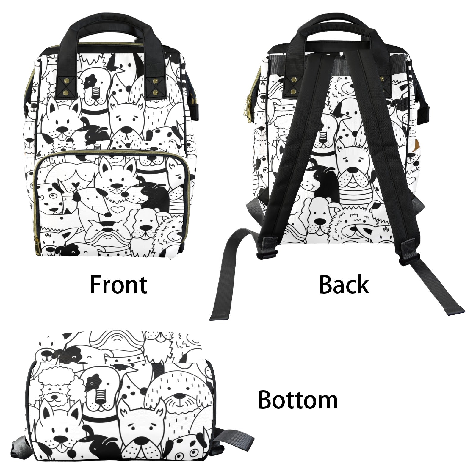 Black And White Dogs - Multi-Function Backpack, Nappy / Diaper Bag