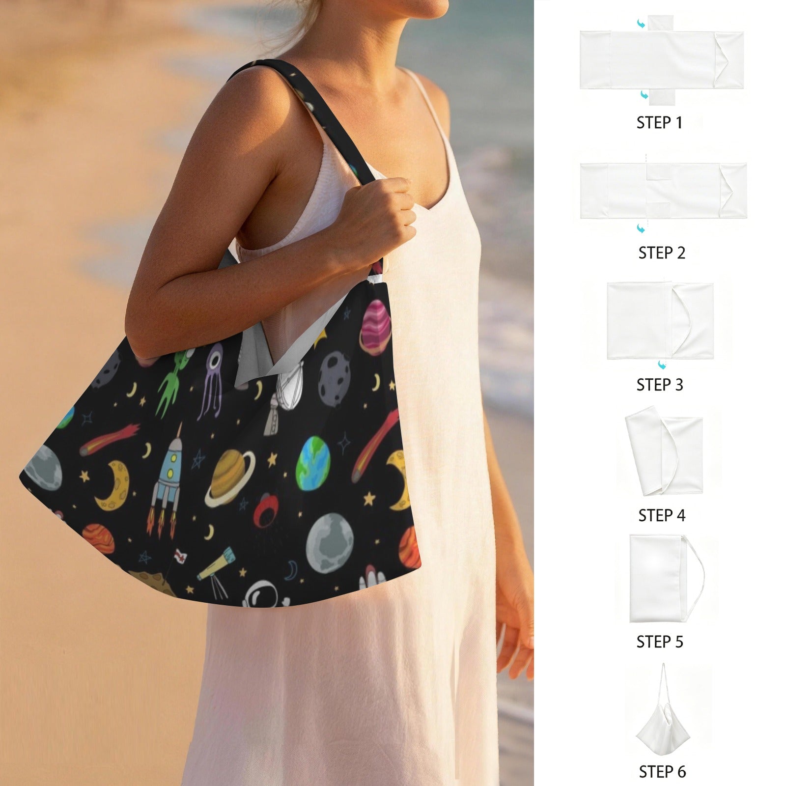 Fun Space Beach Chair Towel Cover with Side Pockets