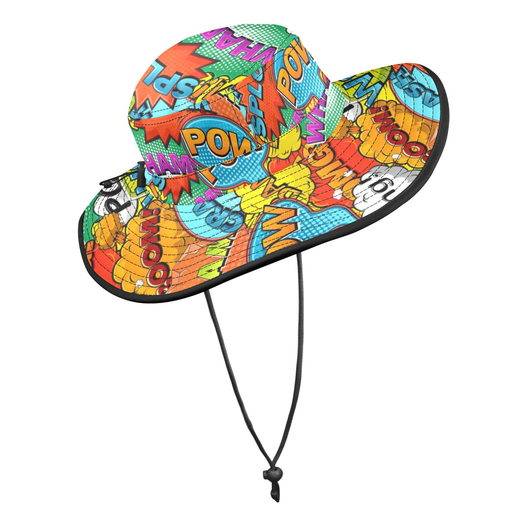 Comic Book 2 Wide Brim Bucket Hat Wide Brim Bucket Hat comic Printed Offshore
