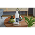 Blue Denim Initial - White 17oz Stainless Steel Water Bottle Personalised Water Bottle customise Globally Fulfilled Initial Name personalise