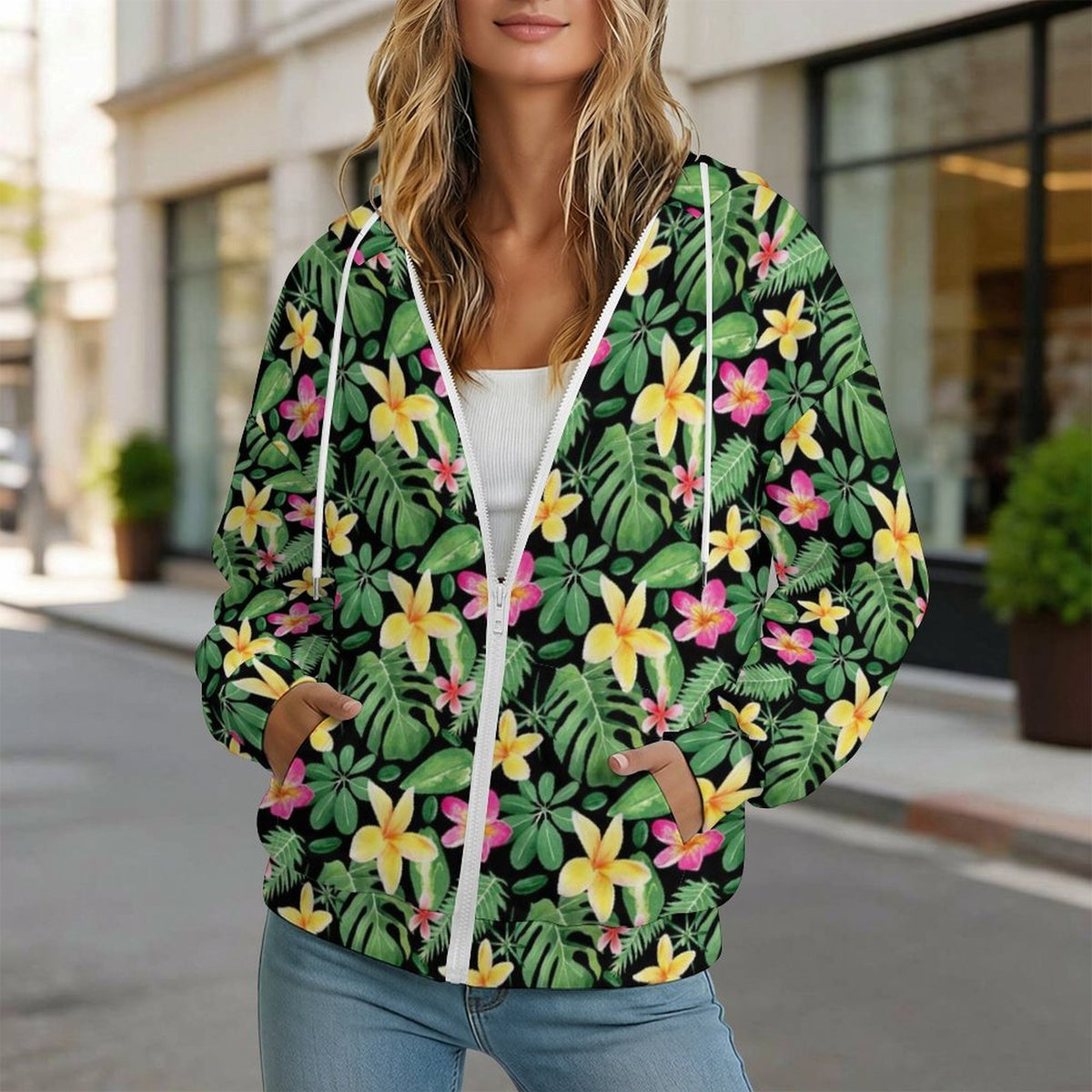 Frangipani Women's Full-Zip Hoodie