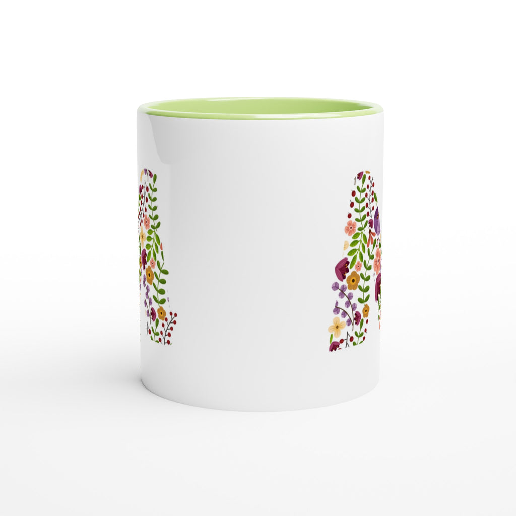 Personalised - Floral Initial - White 11oz Ceramic Mug with Color Inside Personalised 11oz Mug Customise Globally Fulfilled Name Personalise