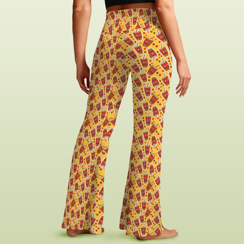 Cola High Waist Crossover Tummy Control Flare Leggings High Waist Flare Leggings Food Printed Offshore