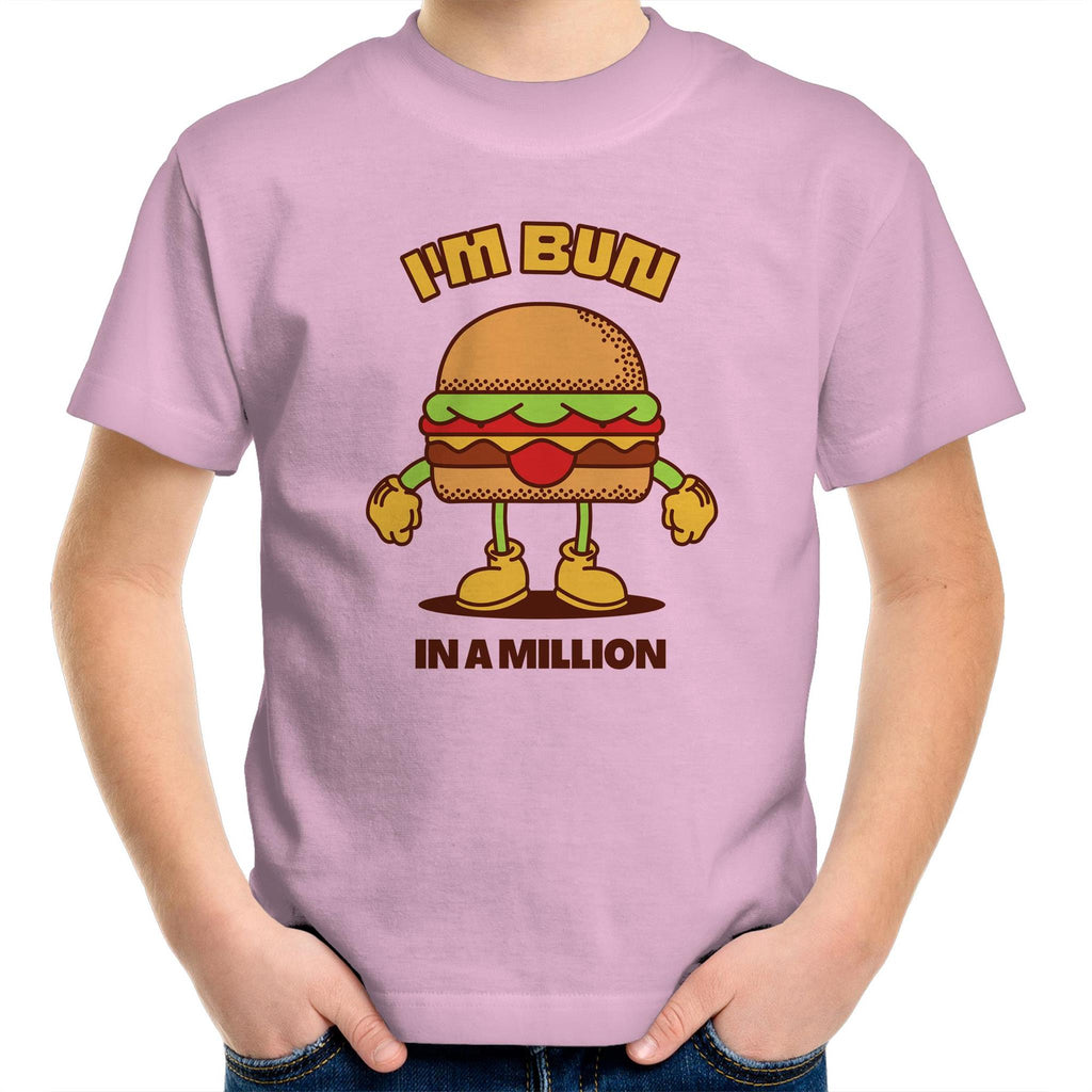 I'm Bun In A Million, Hamburger - Kids Youth T-Shirt Pink Kids Youth T-shirt Food Printed In Australia