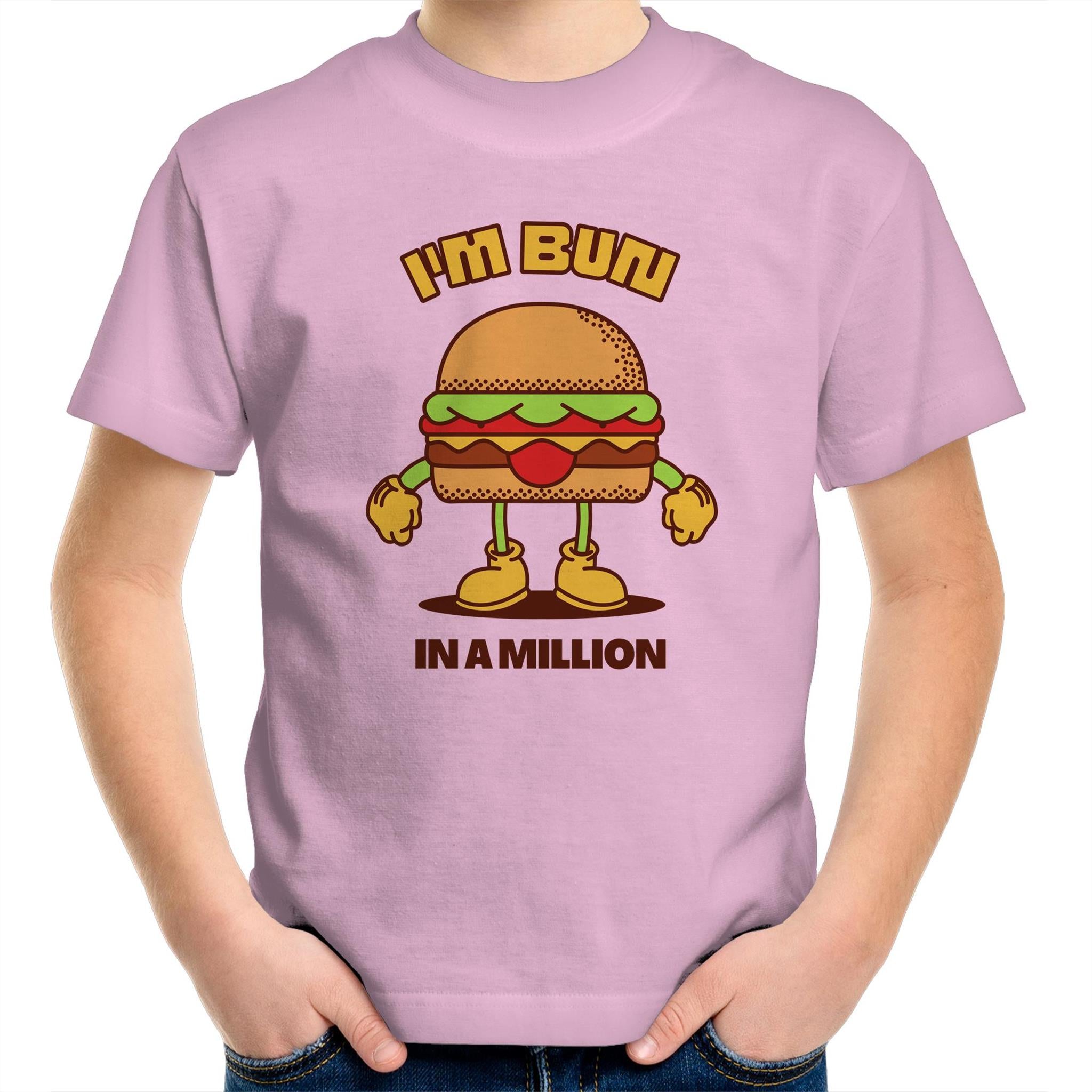 I'm Bun In A Million, Hamburger - Kids Youth T-Shirt Pink Kids Youth T-shirt Food Printed In Australia